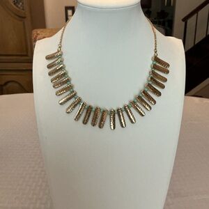 Saks Fifth Avenue Gold Plated and Faux Turquoise Necklace